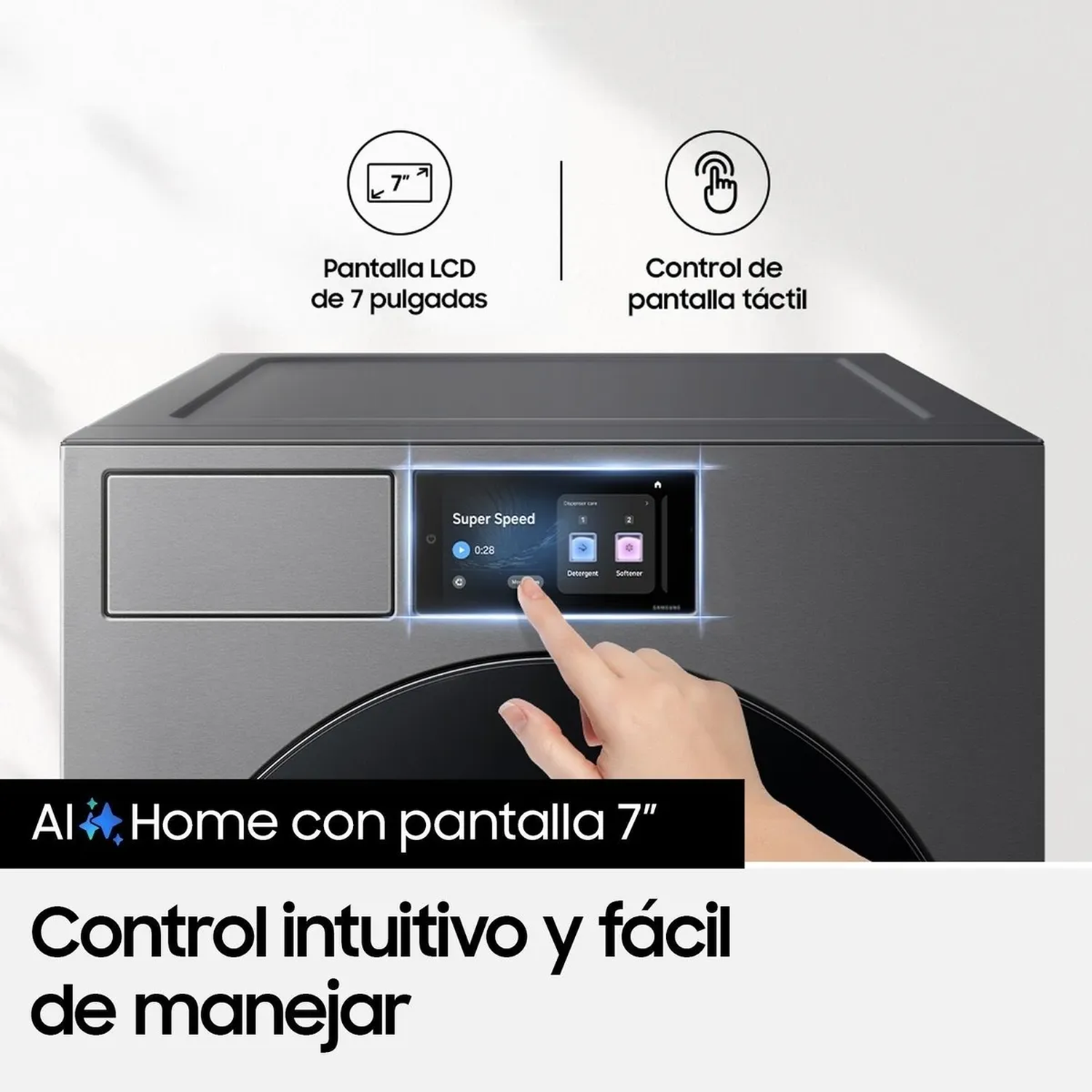 Lavadora Samsung WF90F25ADSZS Carga Frontal 25 kg Gris-4