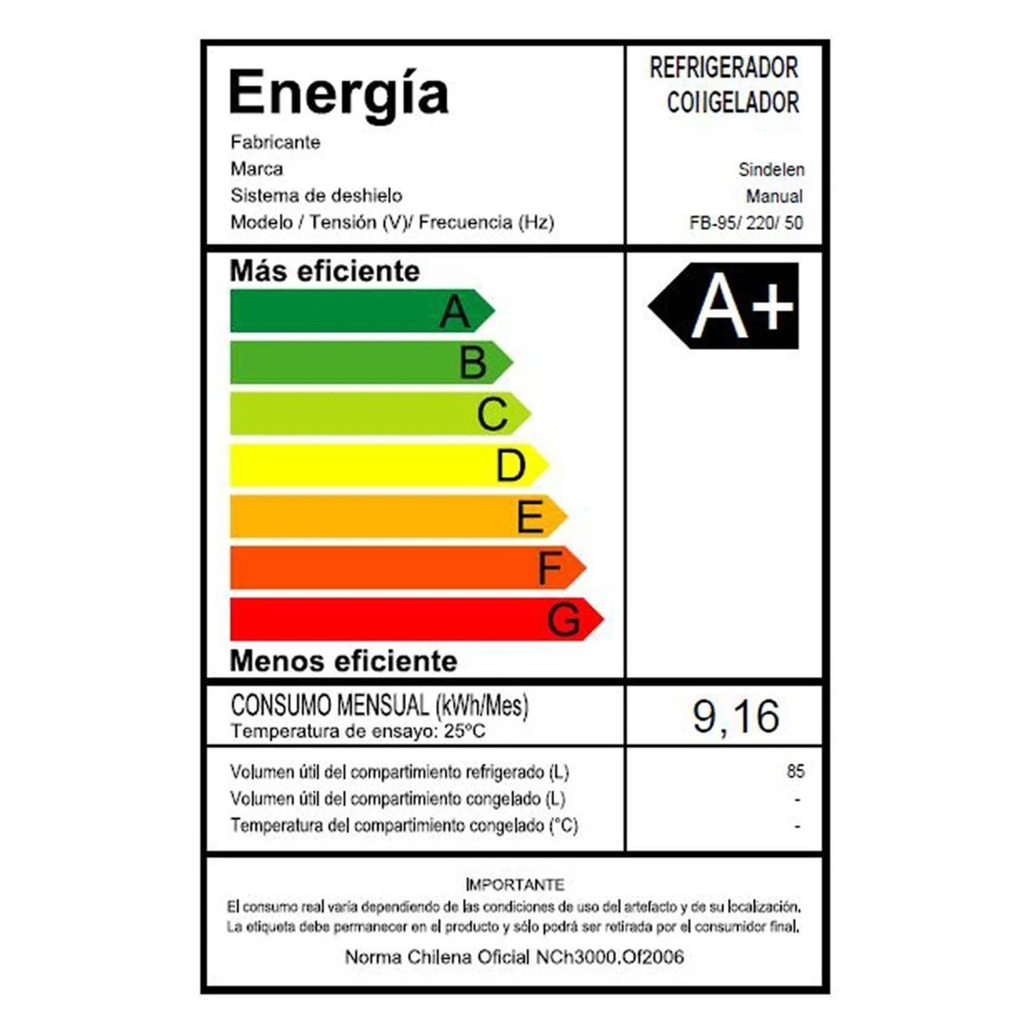 Refrigerador Frigobar Sindelen Fb-95 85 Lt-5