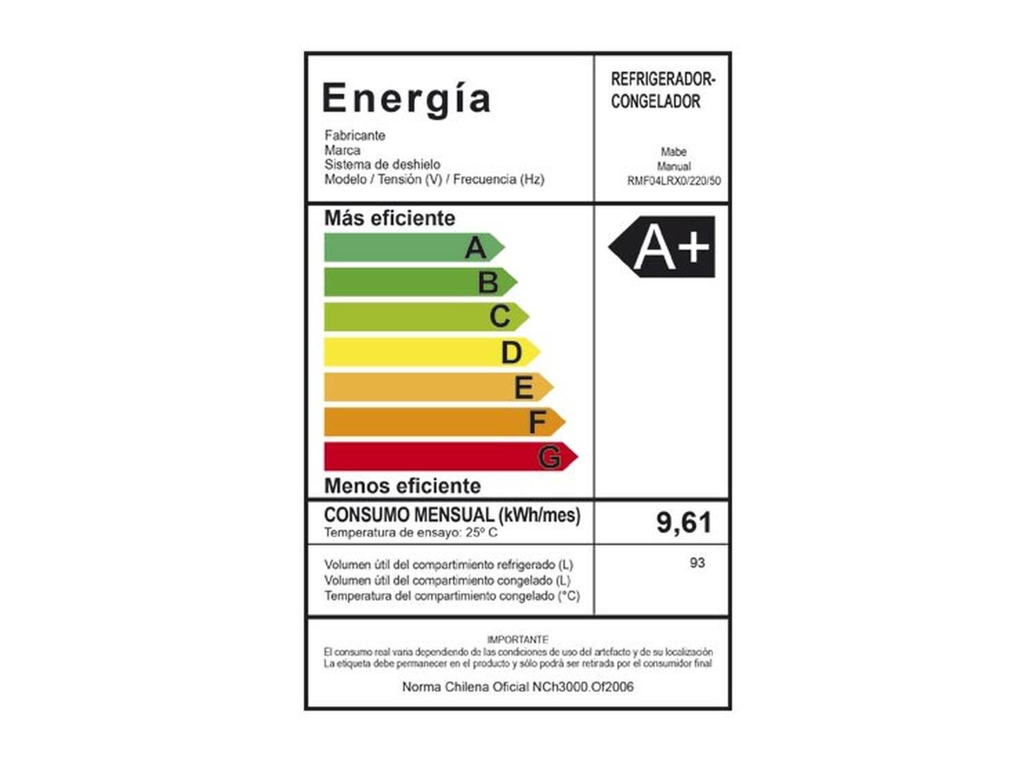 Frigobar Mabe 93 Litros Plateado RMF04LRX0-4