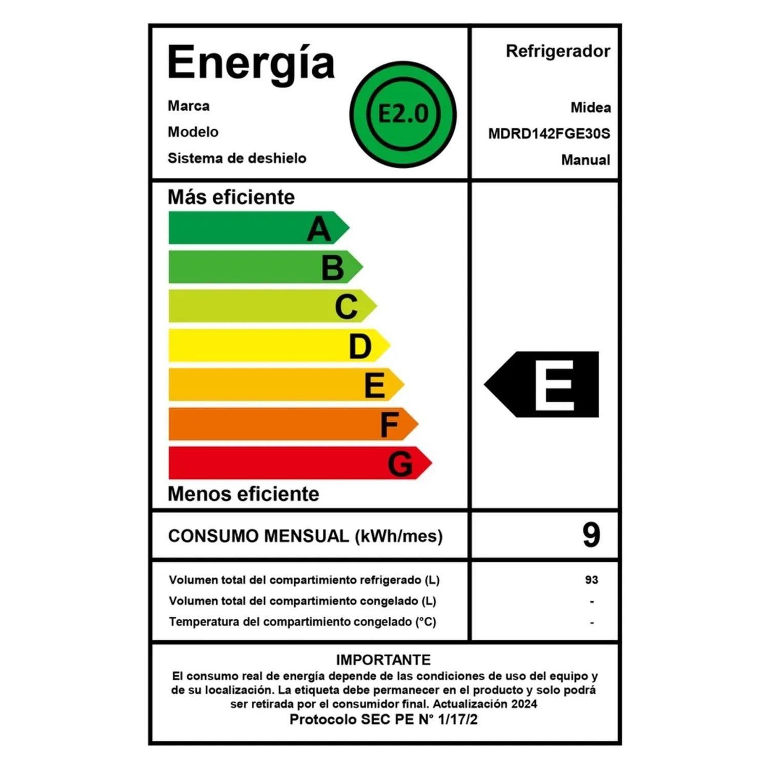 Refrigerador Frigobar Frio Directo 93 lts MDRD142FGE30S Midea-8