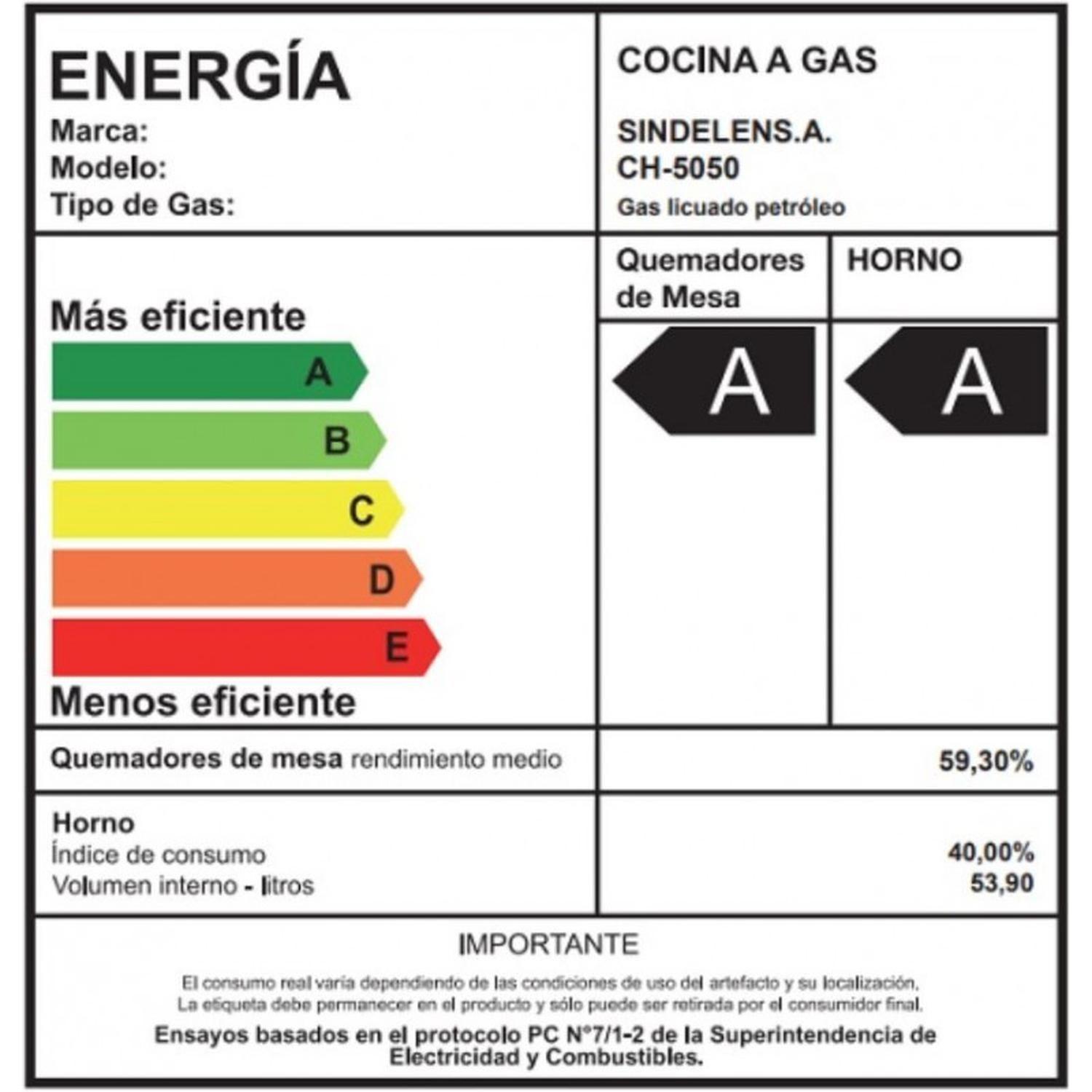 Cocina a gas Sindelen CH-5050NG-6