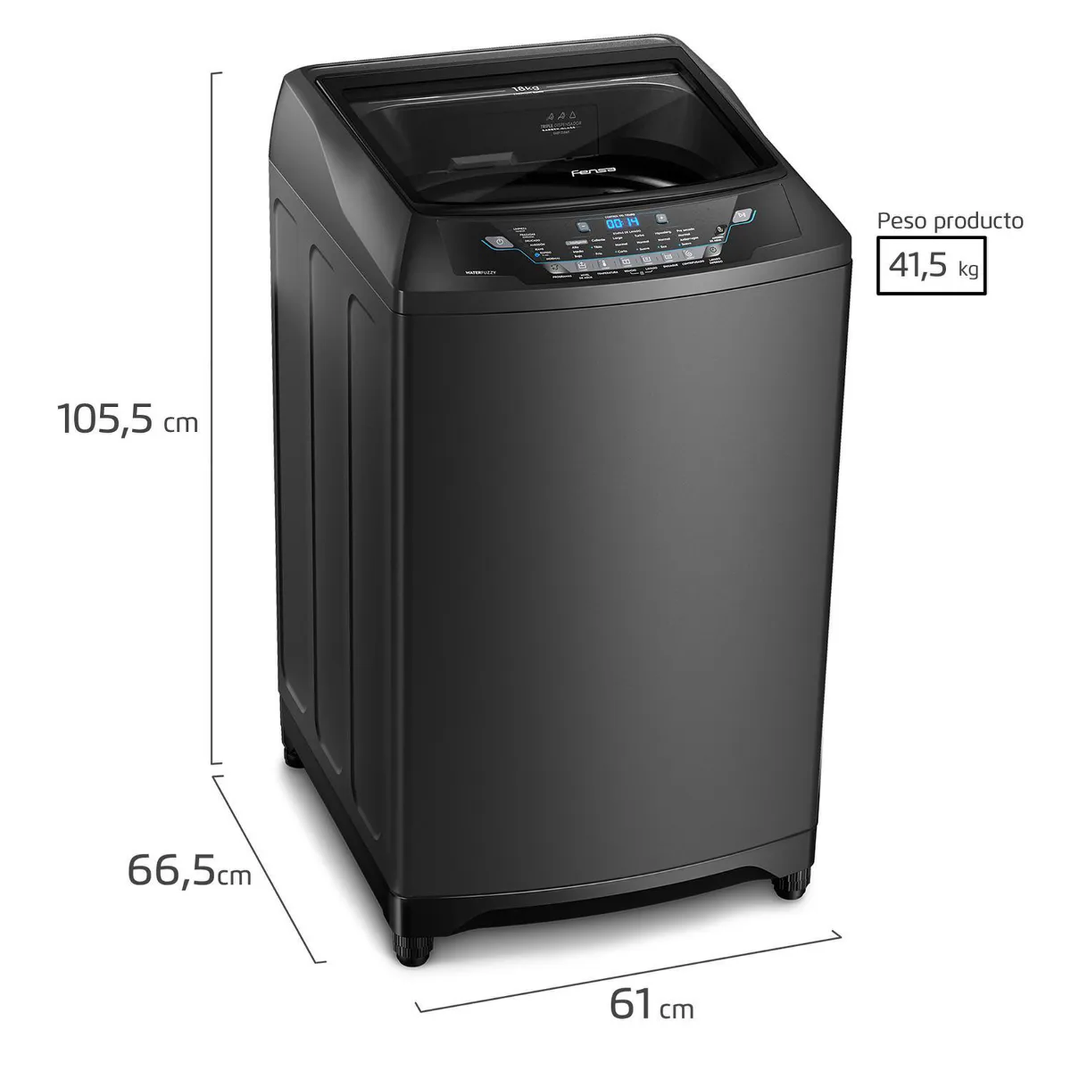 Lavadora Fensa Premium Care 18 onix 18 kg-7