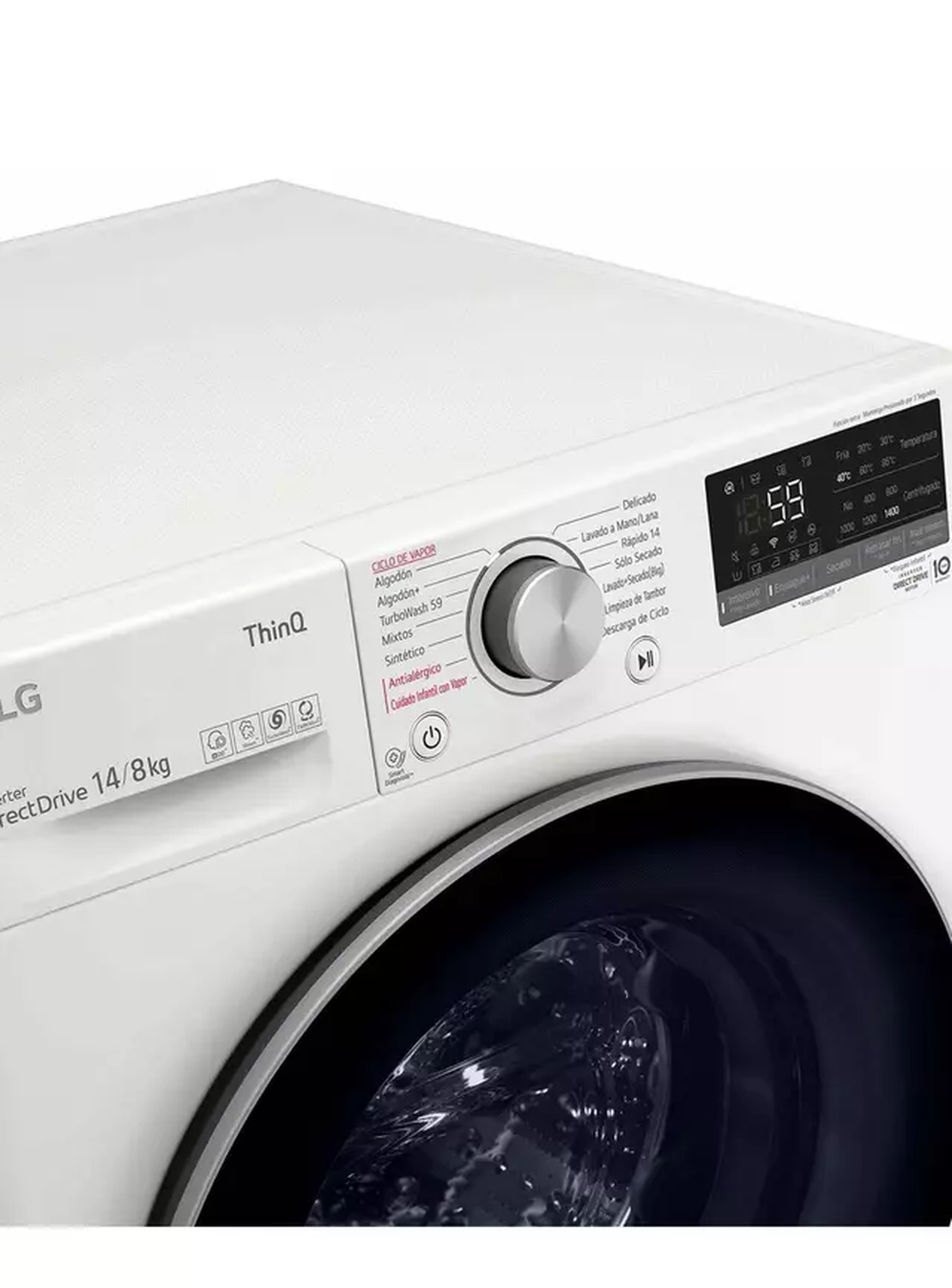 Lavadora Secadora LG Carga Frontal 14/8Kg WD14WVC4S6 Blanco-2