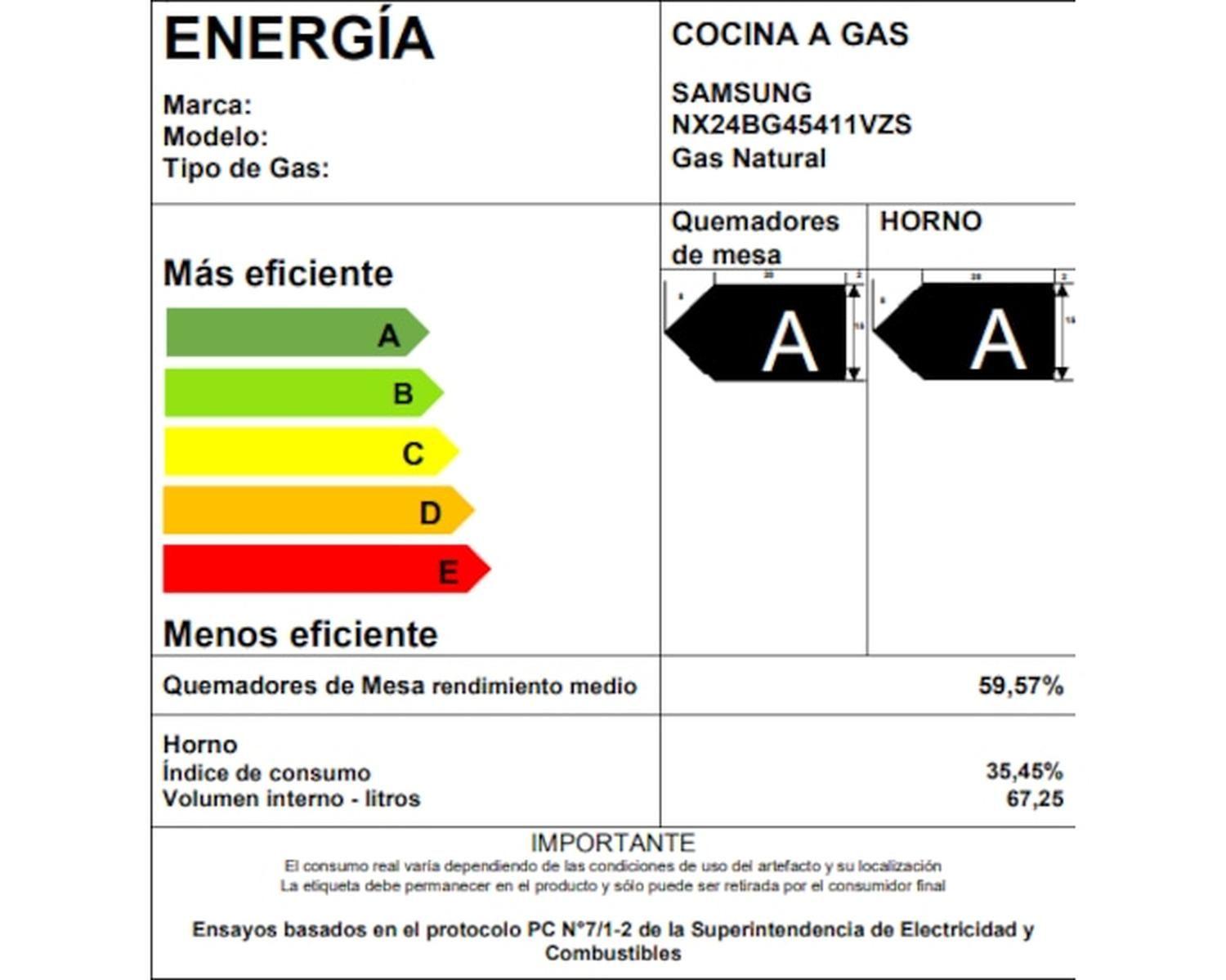 Cocina a Gas Samsung 4 Platos Negra NX24BG45411VZS-9