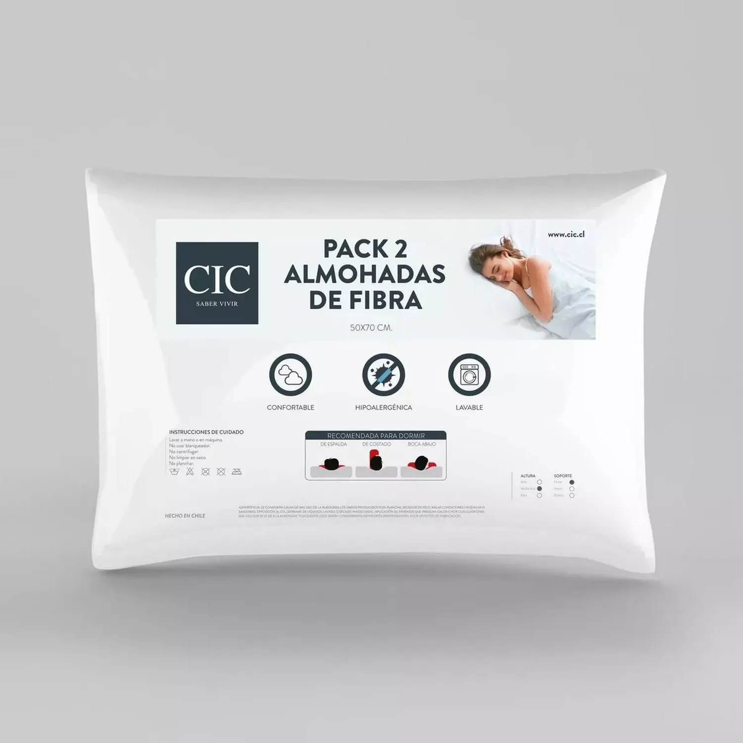 Pack 2 Almohadas CIC Fibra 50x70 cm-2