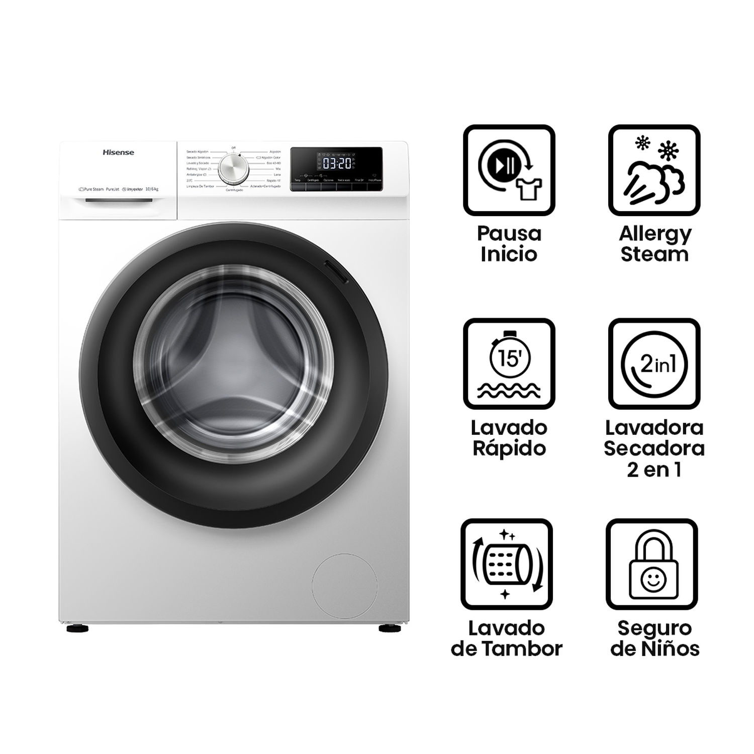 Lavadora Secadora Hisense WD3Q1042BW 10kg/6kg-4