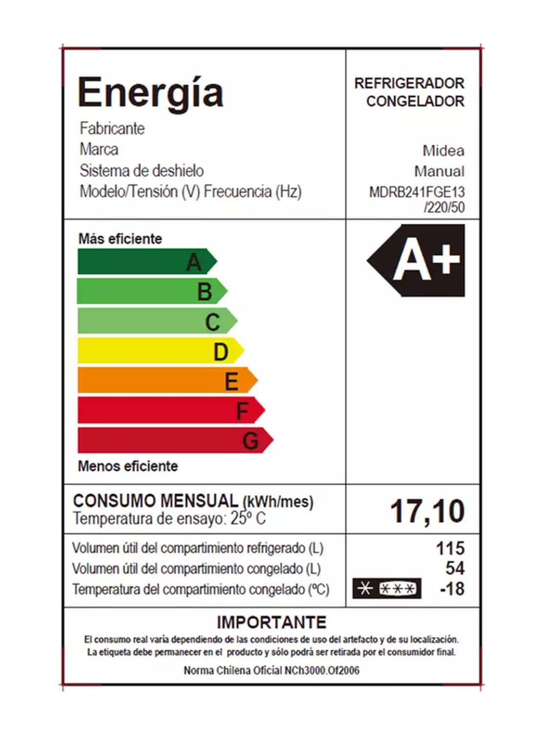 Refrigerador Midea Bottom Mount Frío Directo 174 litros MDRB241FGE13M-7