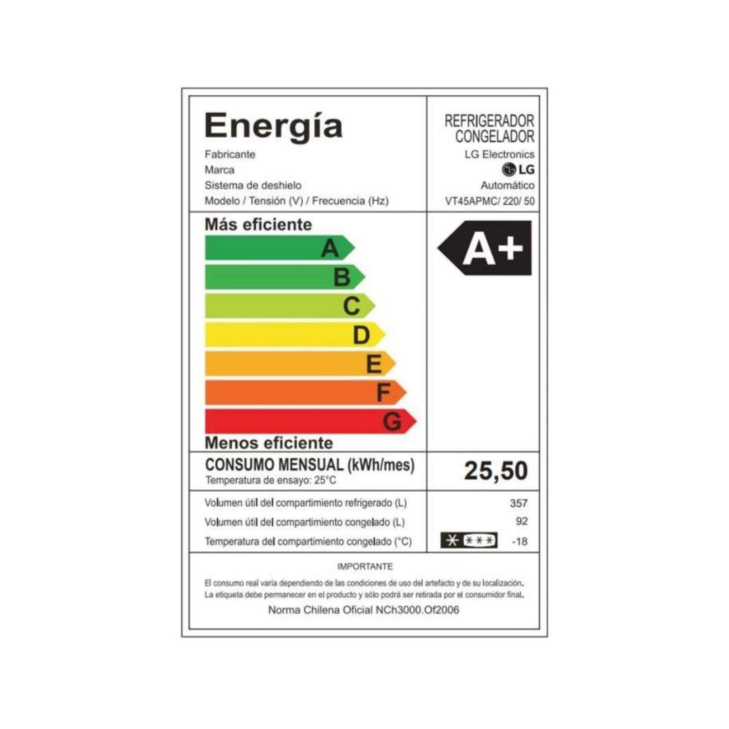 Refrigerador No FrostTop Freezer LG VT45APMC 449 Lt-5