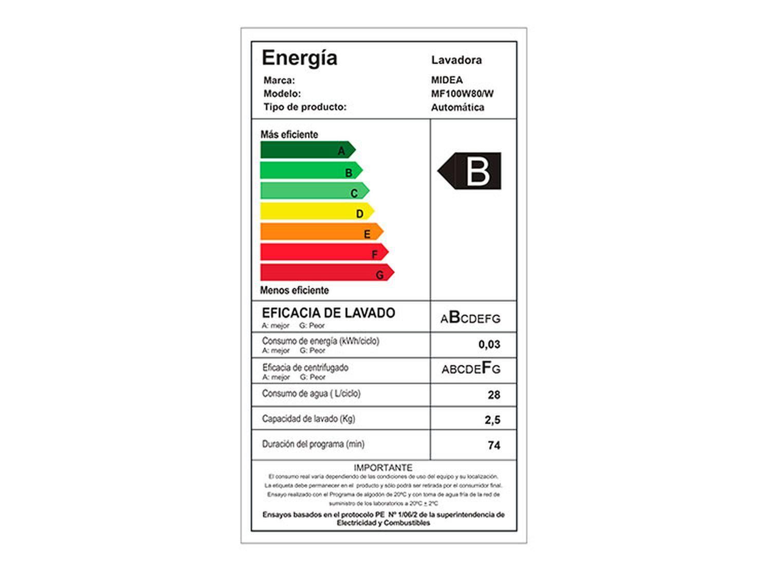 Lavadora Midea 8 KG Carga Frontal MF100W80W-6