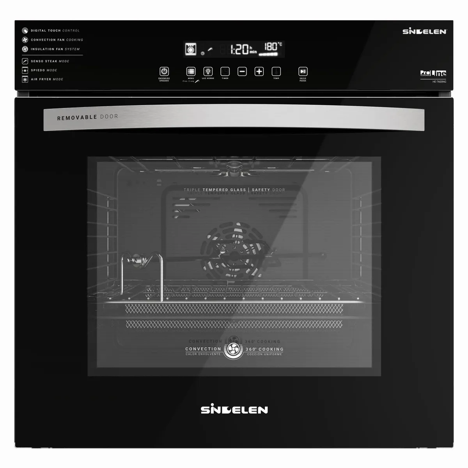 Horno Eléctrico Empotrable Air Fryer Sindelen HE-7600NG-0