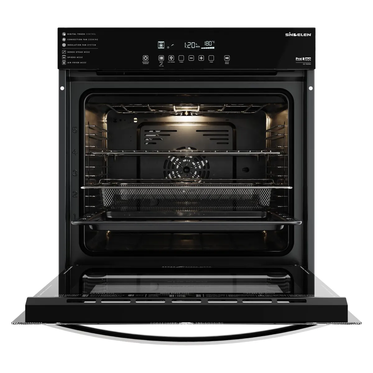 Horno Eléctrico Empotrable Air Fryer Sindelen HE-7600NG-2
