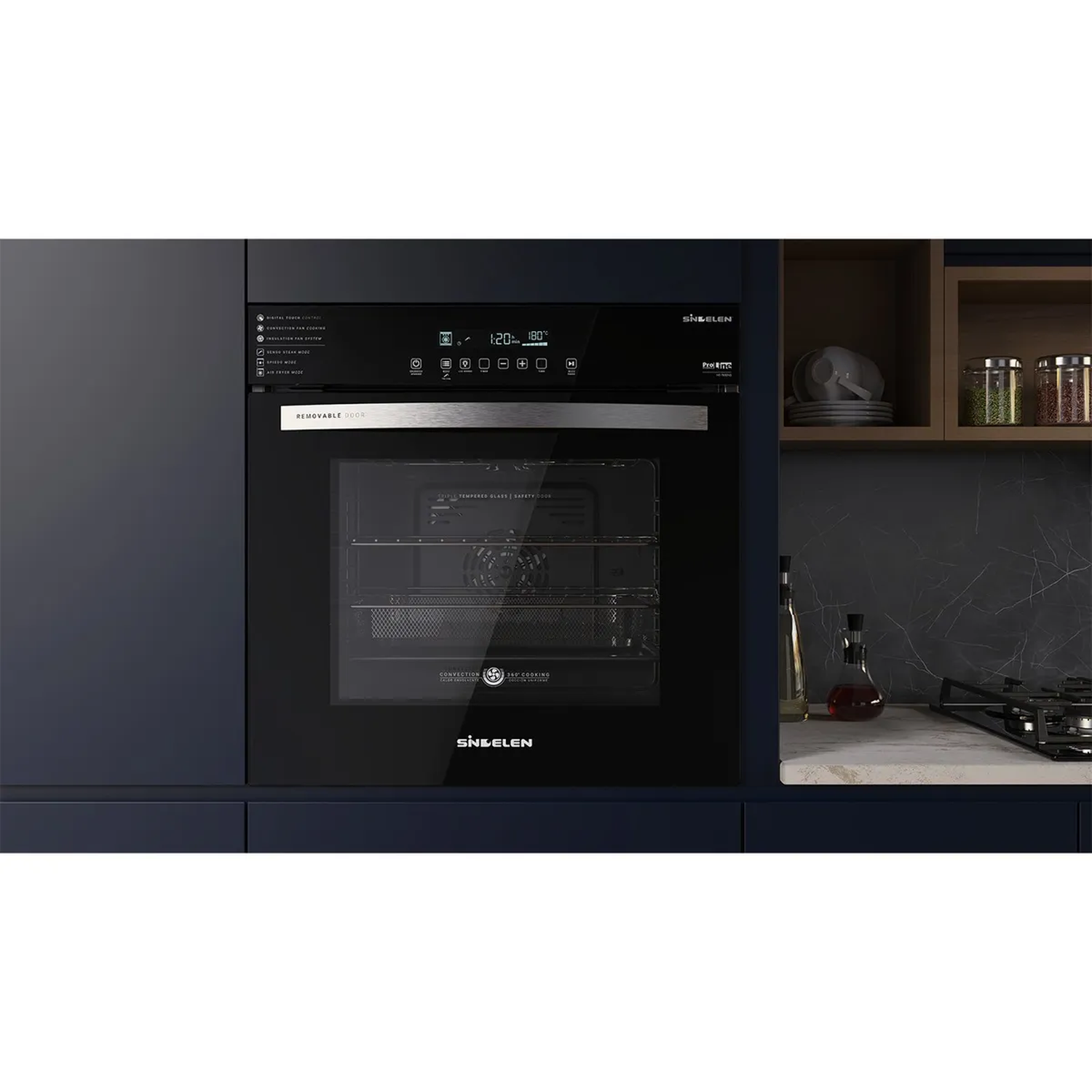 Horno Eléctrico Empotrable Air Fryer Sindelen HE-7600NG-3