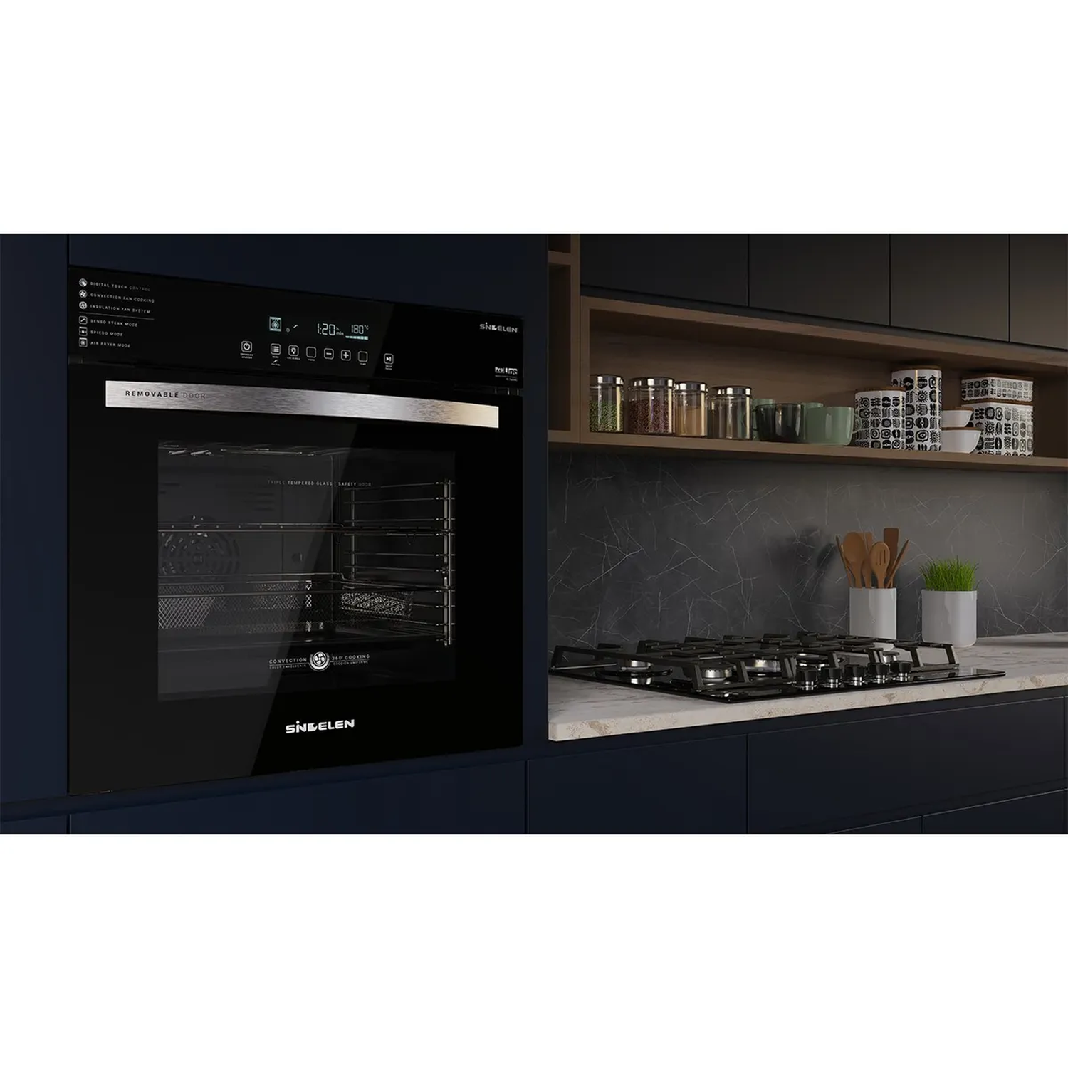 Horno Eléctrico Empotrable Air Fryer Sindelen HE-7600NG-4