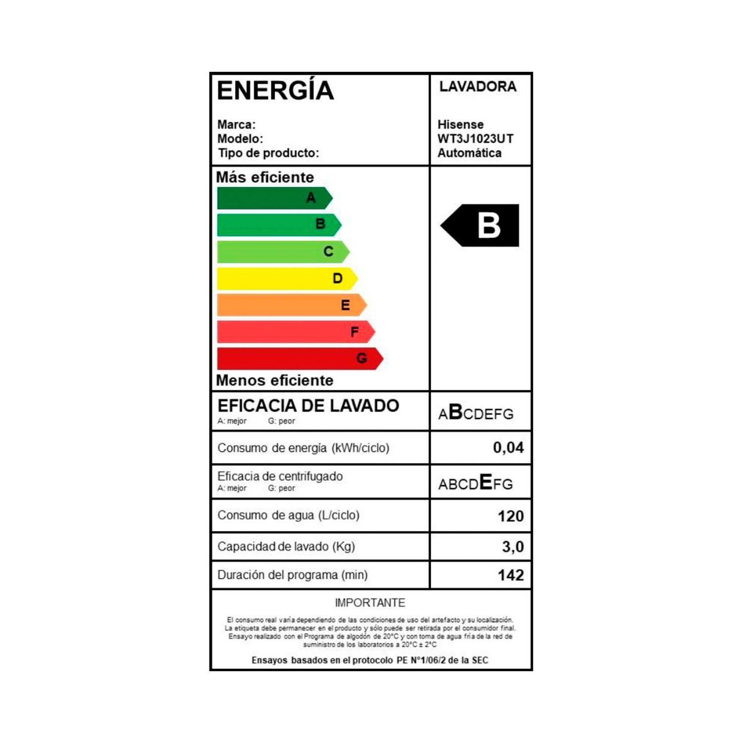 Lavadora Hisense Carga Superior 10Kg WT3K1023UT-5