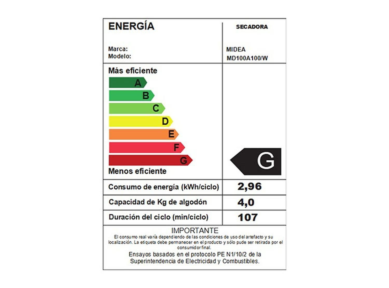 Secadora Midea MD100A100/W2 10 Kg - Blanca-7