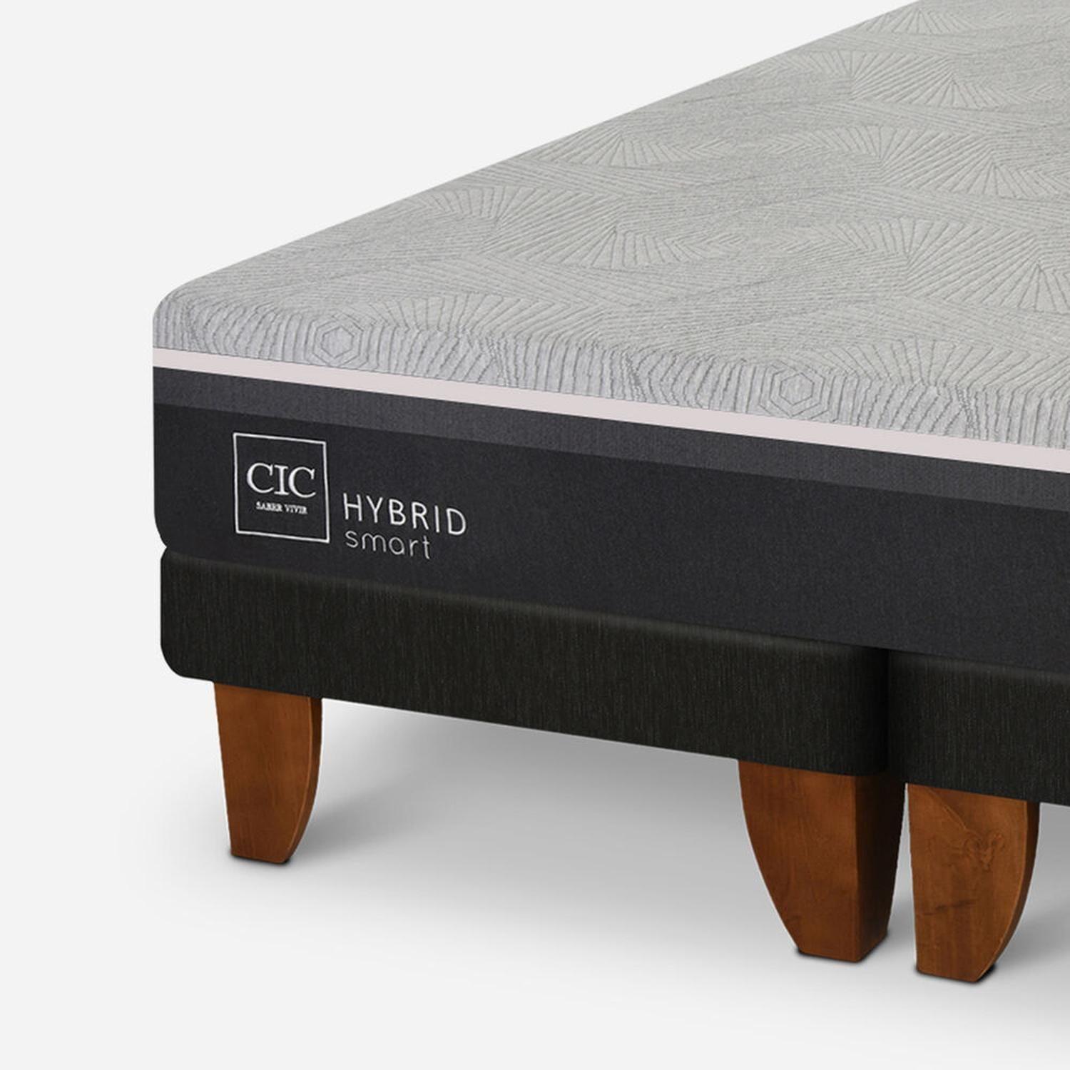 Cama Europea King Hybrid + Respaldo Villarrica Gris-2