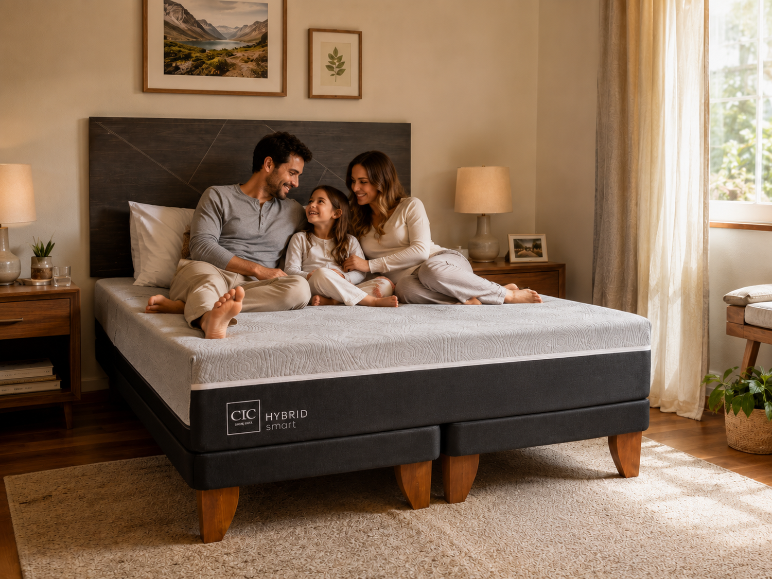 Cama Europea King Hybrid + Respaldo Villarrica Gris-5