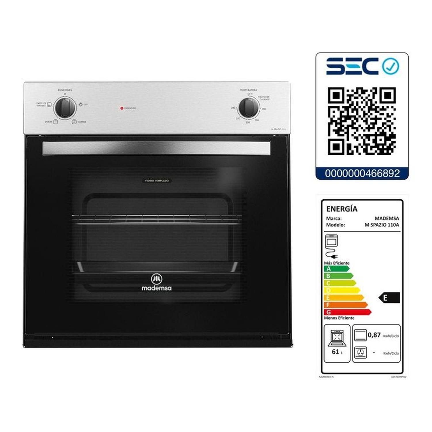 Horno Empotrable Eléctrico Mademsa 66L M Spazio 110A-4