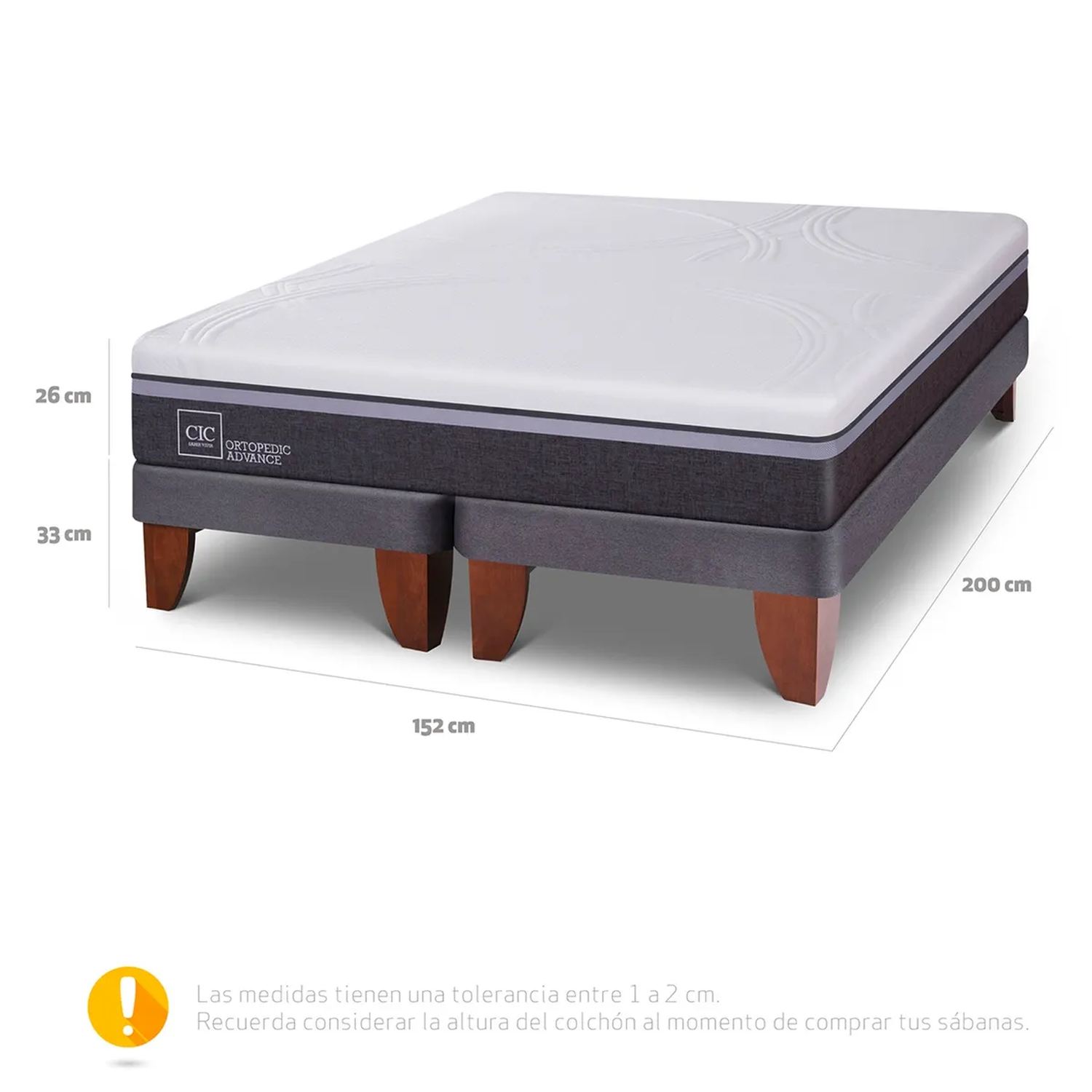 Cama Europea Cic Ortopedic Advance 2 Plazas Base Dividida-3