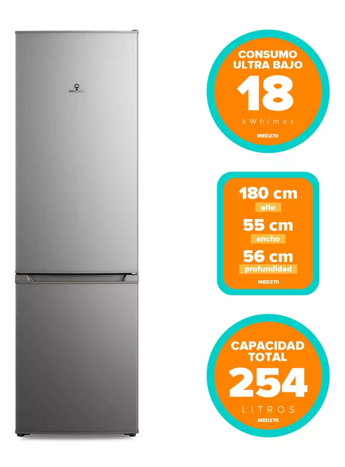 Refrigerador Mademsa Bottom Freezer Frío Directo 262 Lts MED270-1