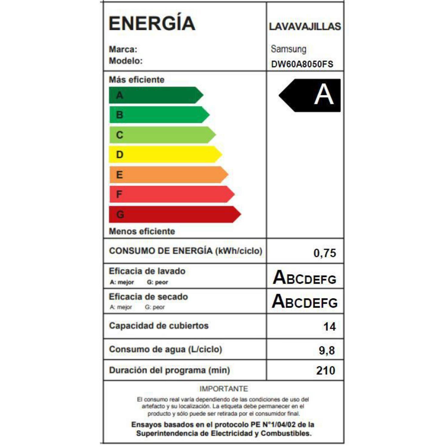 Lavavajillas Samsung Smartthings 14 Cubiertas DW60A8050FS-5