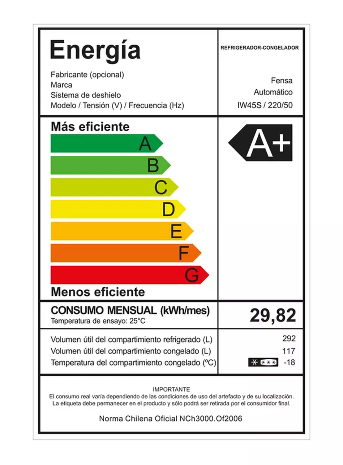 Refrigerador No Frost Fensa Iw45s 409 Lts-4