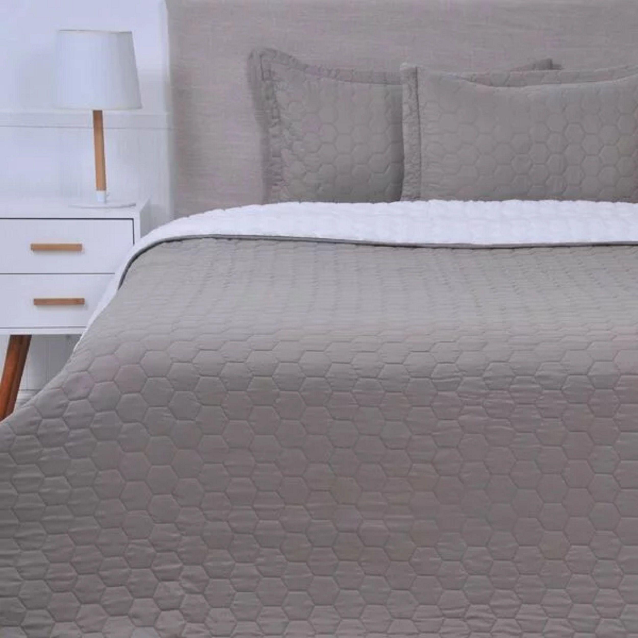 Plumón Quilt 2 Plazas Sherpa Gris Mashini-2