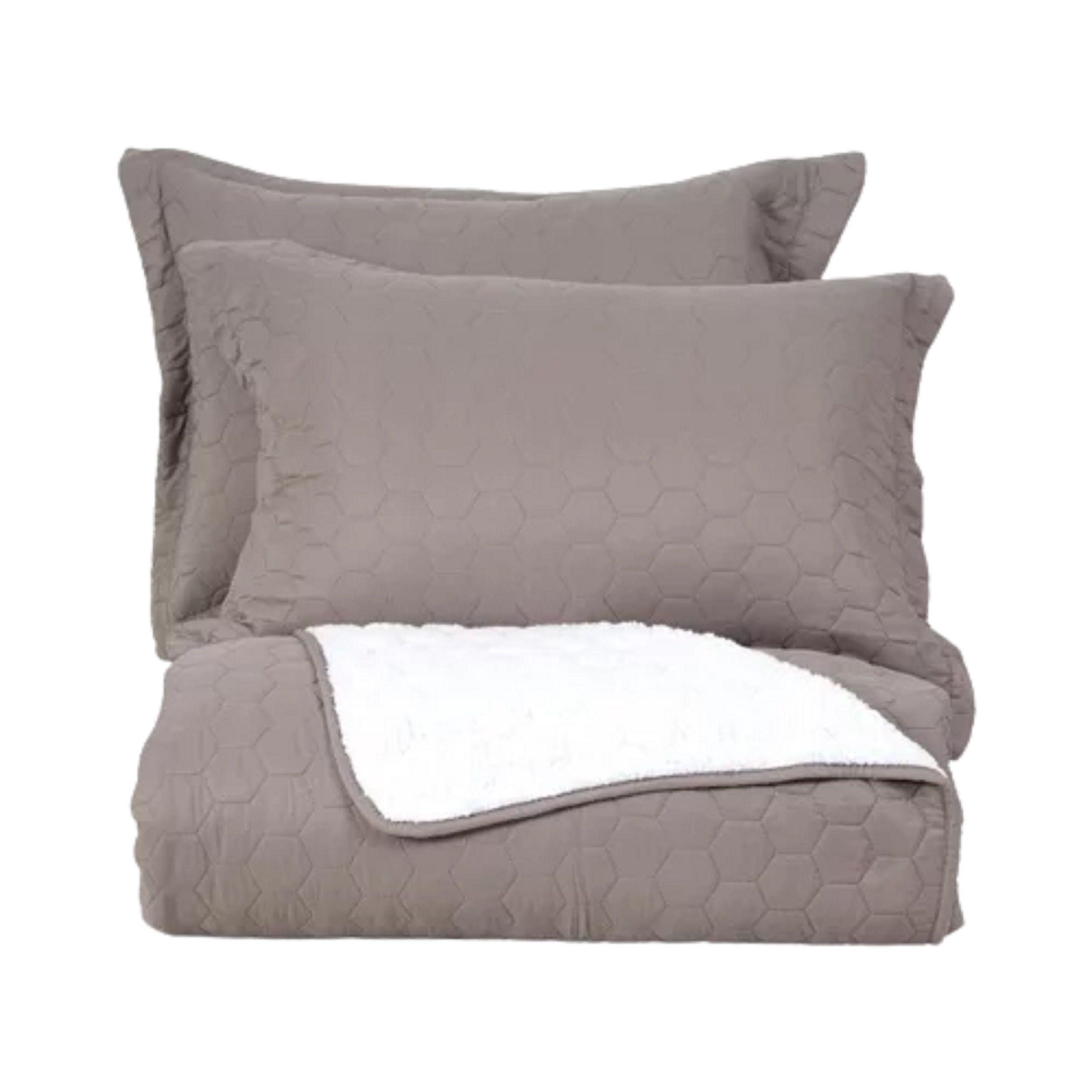 Plumón Quilt 2 Plazas Sherpa Gris Mashini-0