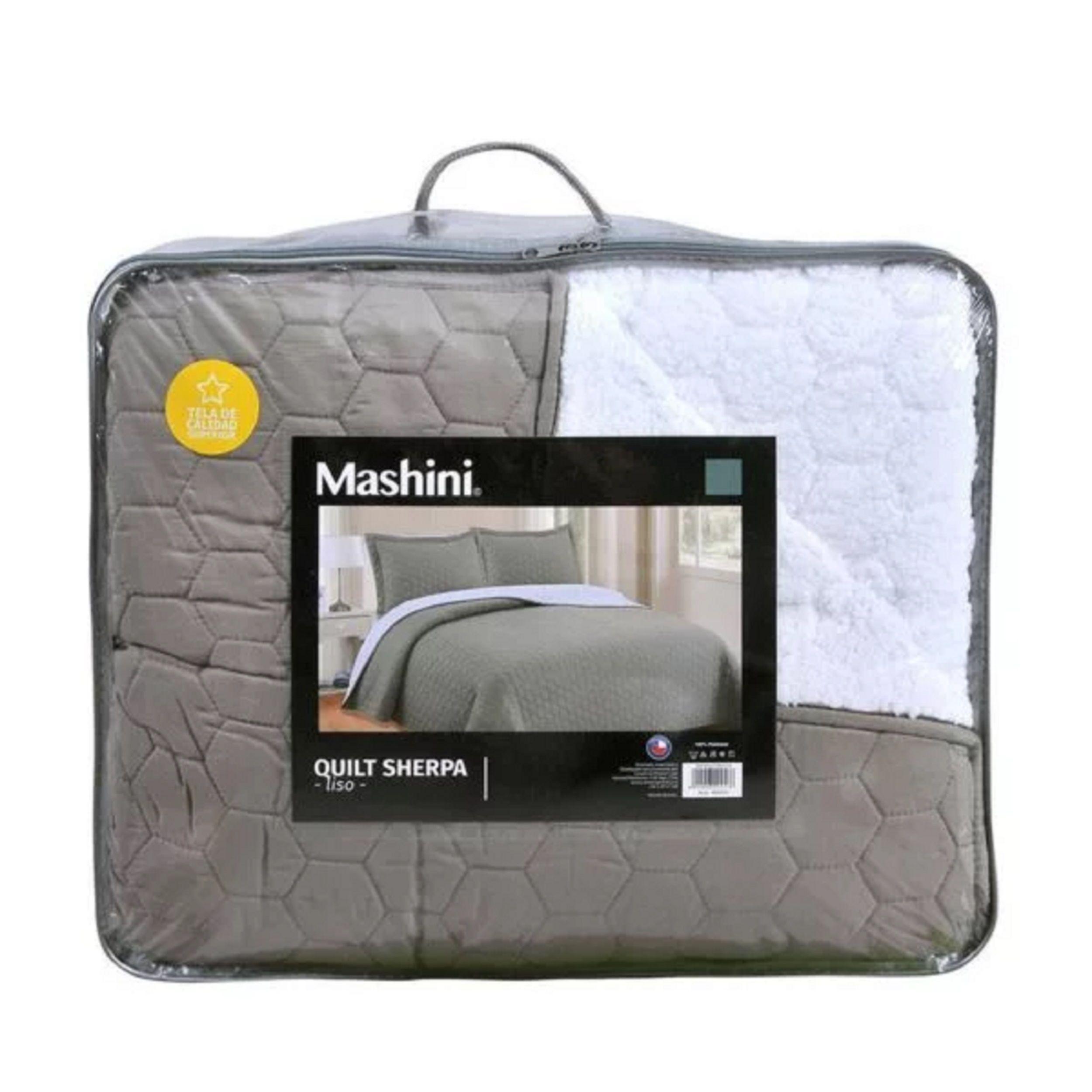 Plumón Quilt 2 Plazas Sherpa Gris Mashini-4