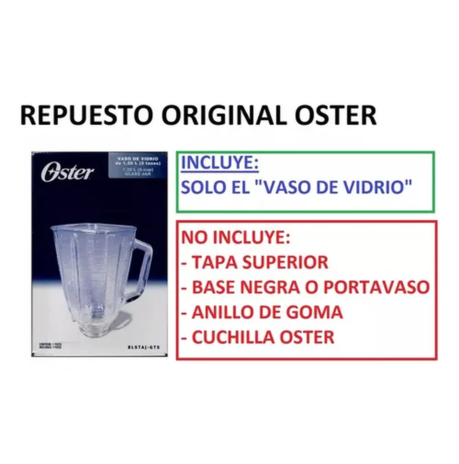 Vaso Vidrio 1.25lt Para Licuadoras Oster Blstaj-gts-2