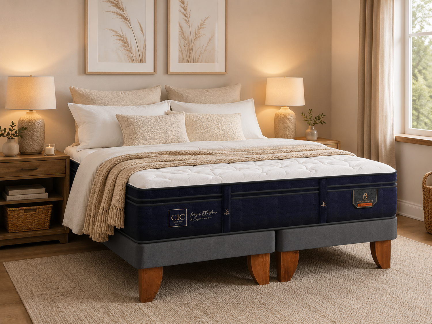 Cama Europea CIC King Super Premium Gris-4