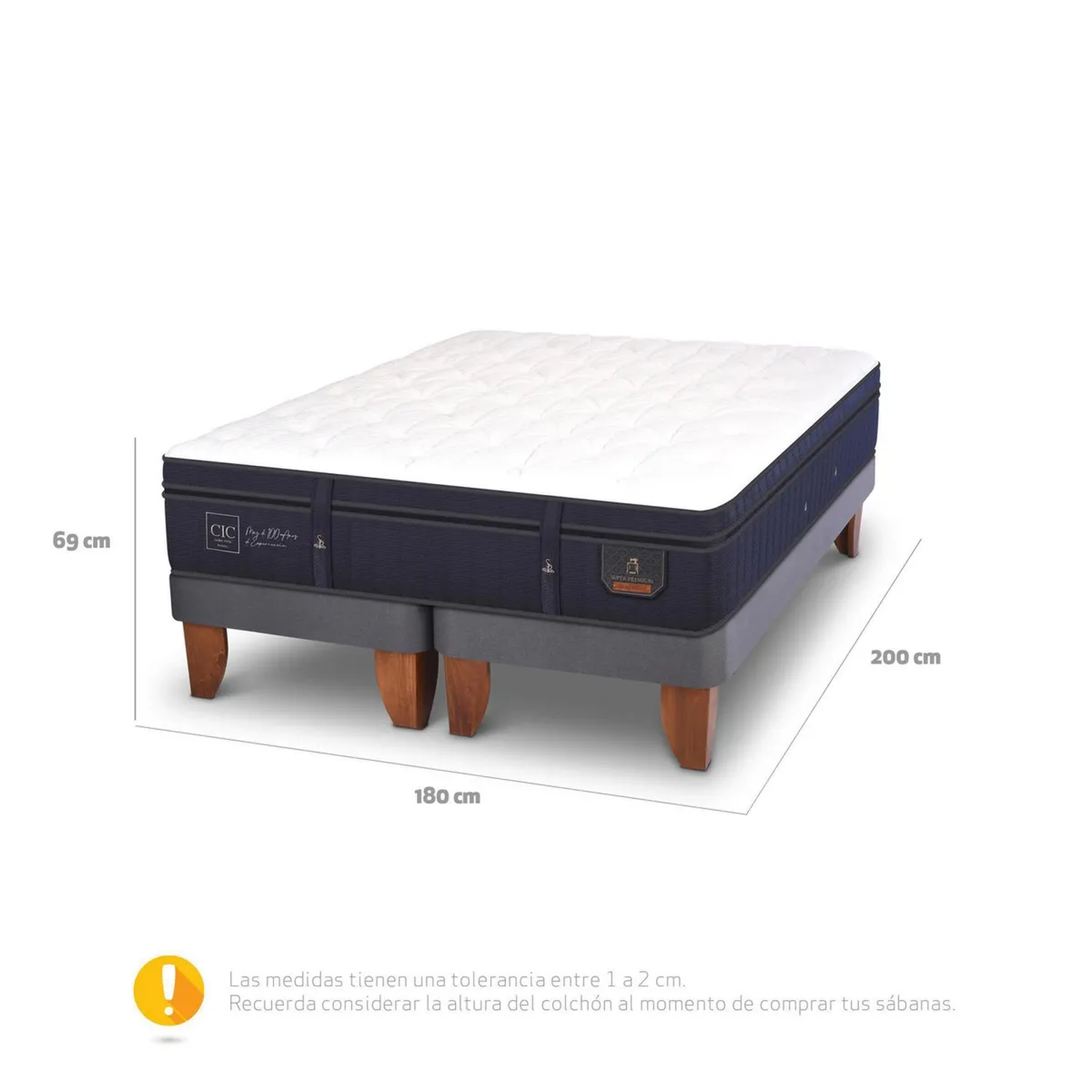 Cama Europea CIC King Super Premium Gris-7