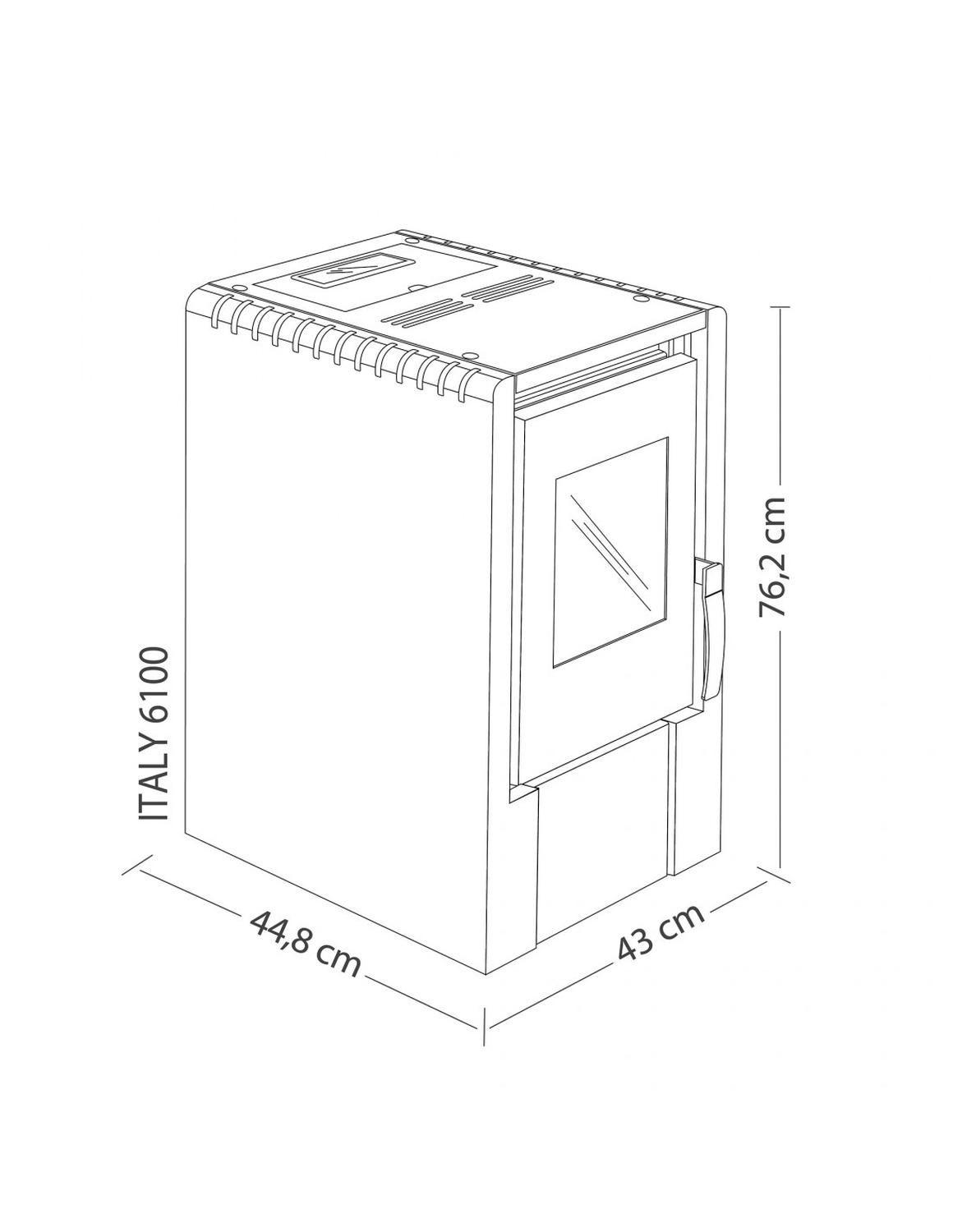 Estufa Pellet Amesti Italy 6100-3 Roja + Kit Instalación Muro Rojo-4