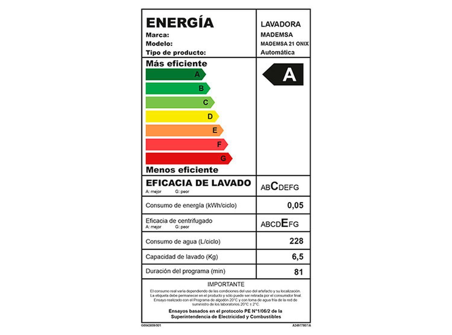Lavadora Mademsa 21 Kg Carga Superior Onix-7