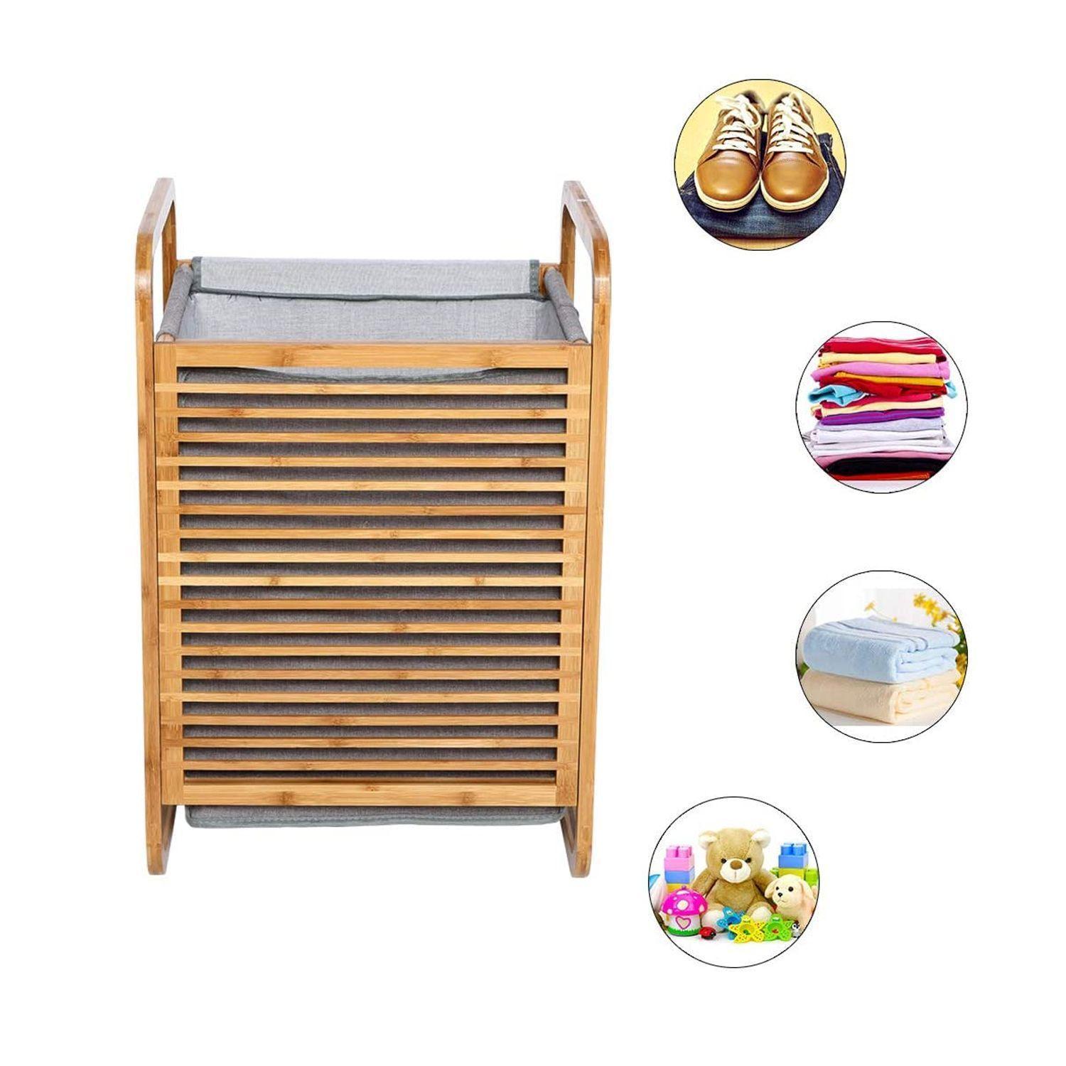 Canasto Cesto organizador de bambú para Ropa-4