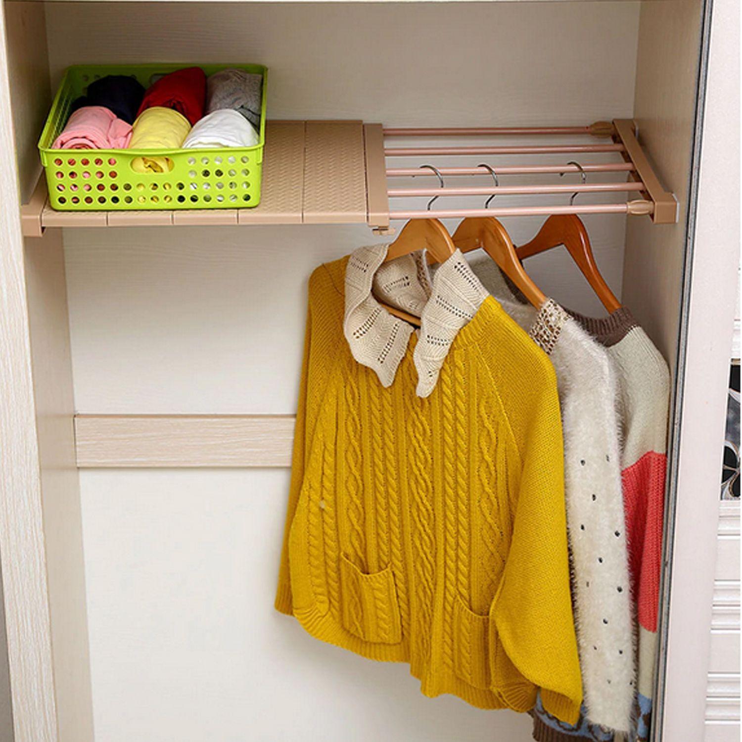 Repisa organizadora ajustable de 75 a 120 cm Blanco-4
