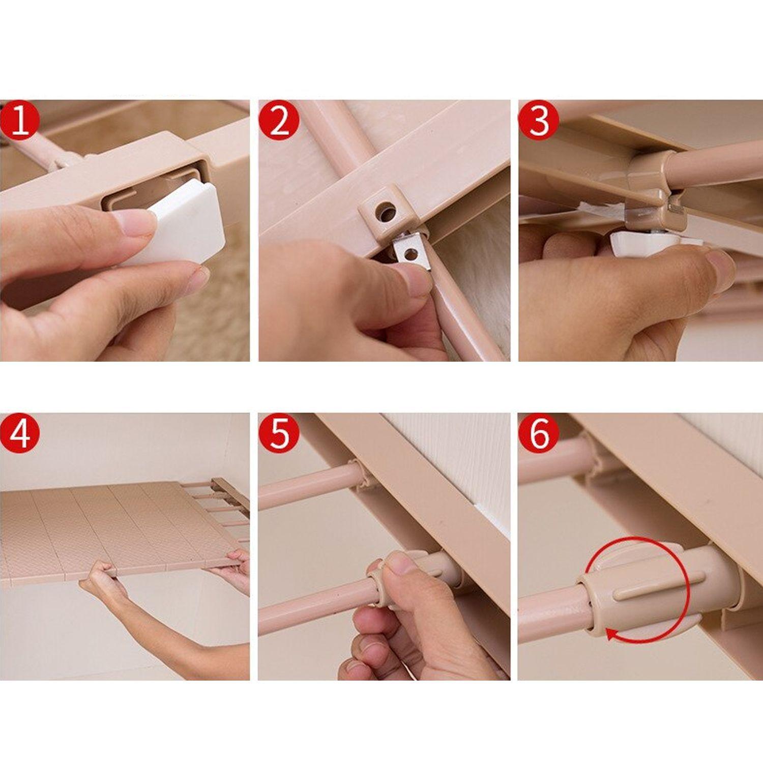 Repisa organizadora ajustable de 75 a 120 cm Blanco-6