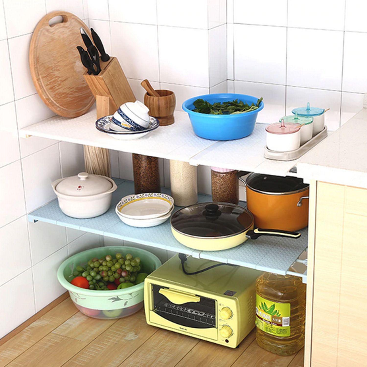 Repisa organizadora ajustable de 75 a 120 cm Blanco-1