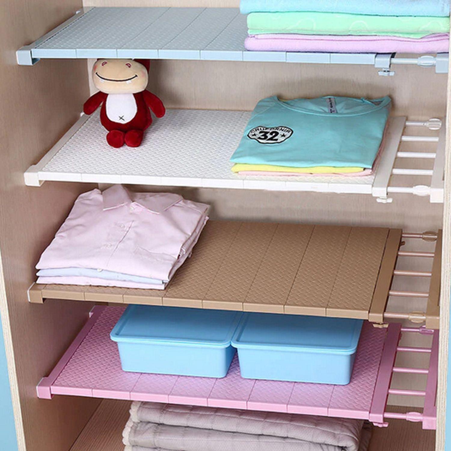 Repisa organizadora ajustable de 75 a 120 cm Blanco-2
