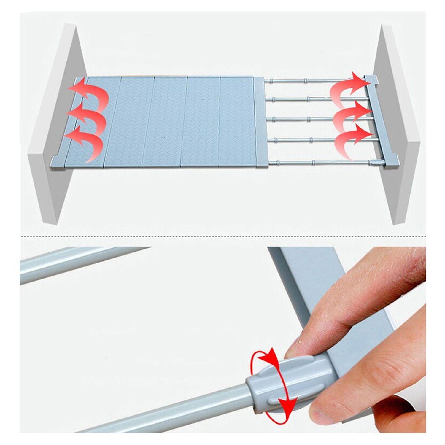 Repisa organizadora ajustable de 75 a 120 cm Blanco-5