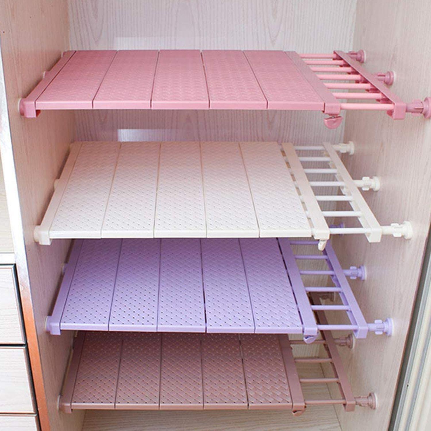 Repisa organizadora ajustable de 75 a 120 cm Blanco-3