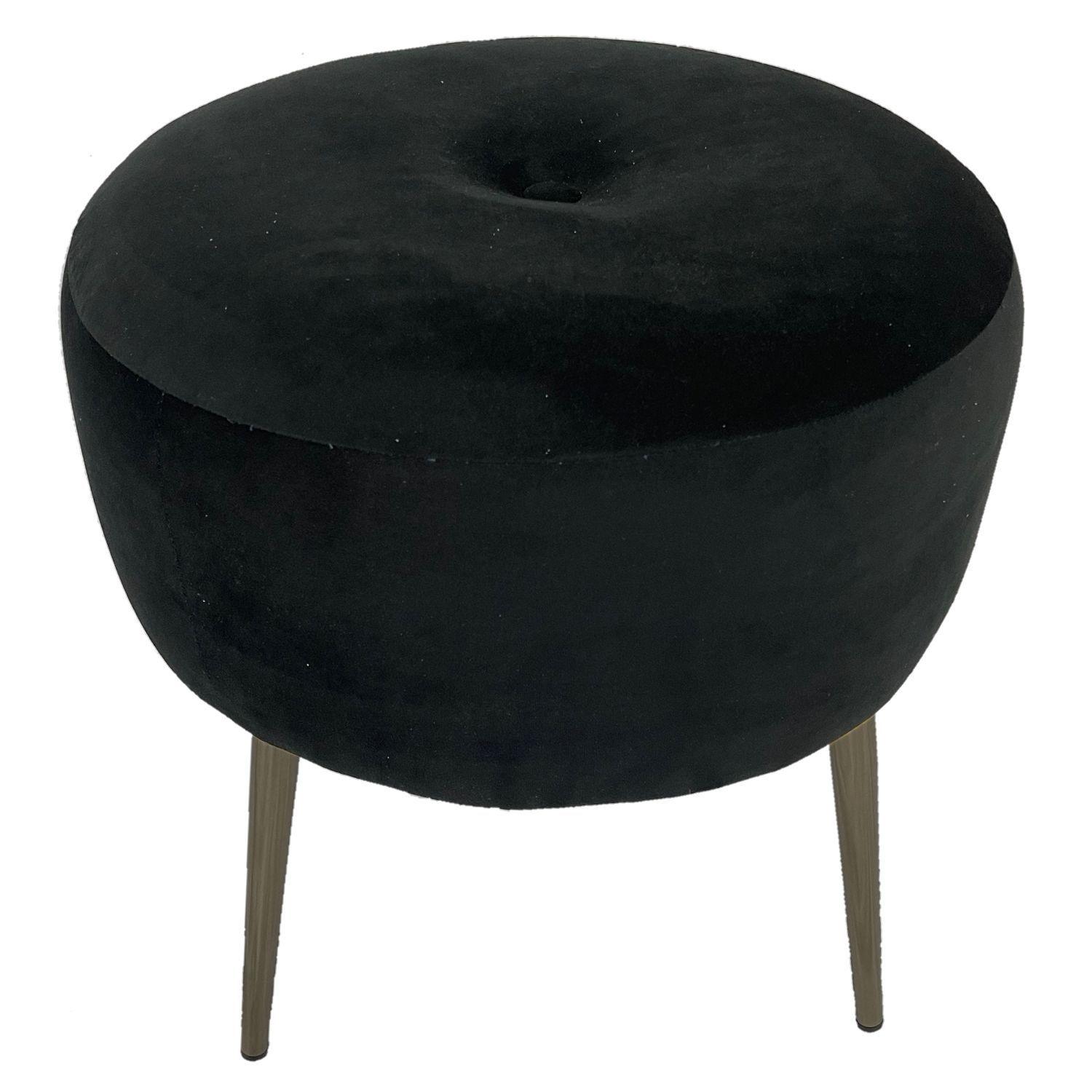 Pouf Ely felpa negro-1
