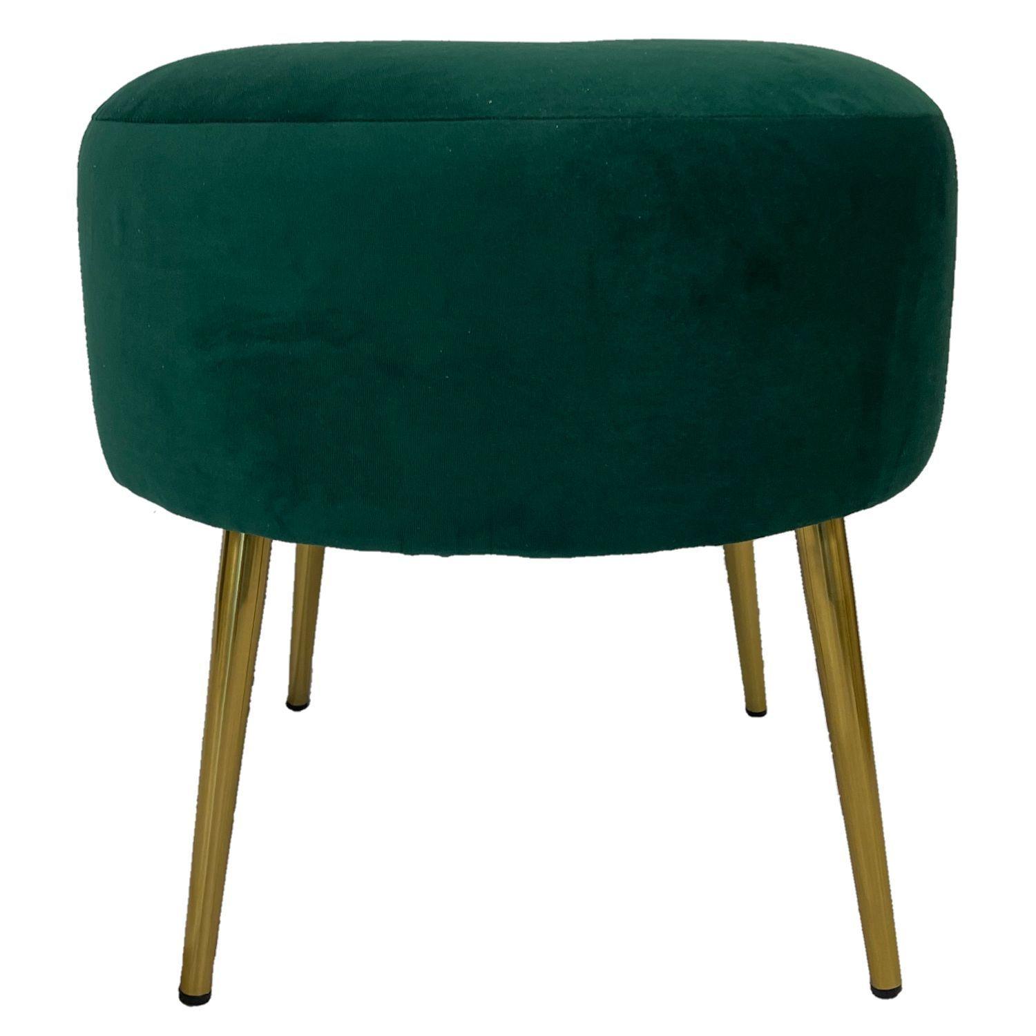 Pouf Ely felpa verde pata dorada-0