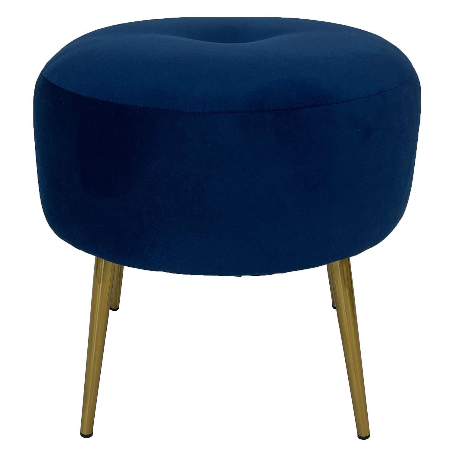 Pouf Ely felpa azul marino pata dorada-0