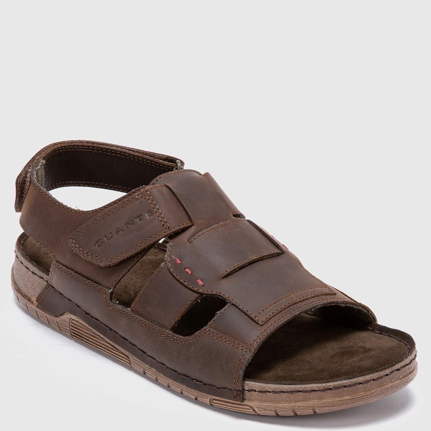 Sandalia de cuero hombre Guante chocolate Bondi-1