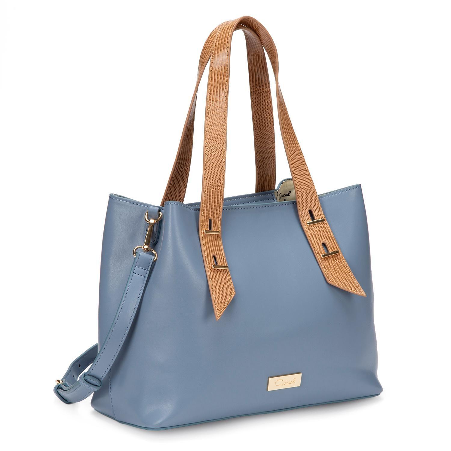 Cartera  Dos Asas Mediana  Gacel  Celeste  Car3045-2