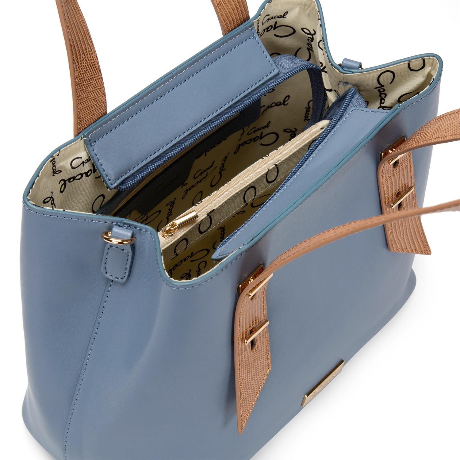 Cartera  Dos Asas Mediana  Gacel  Celeste  Car3045-4