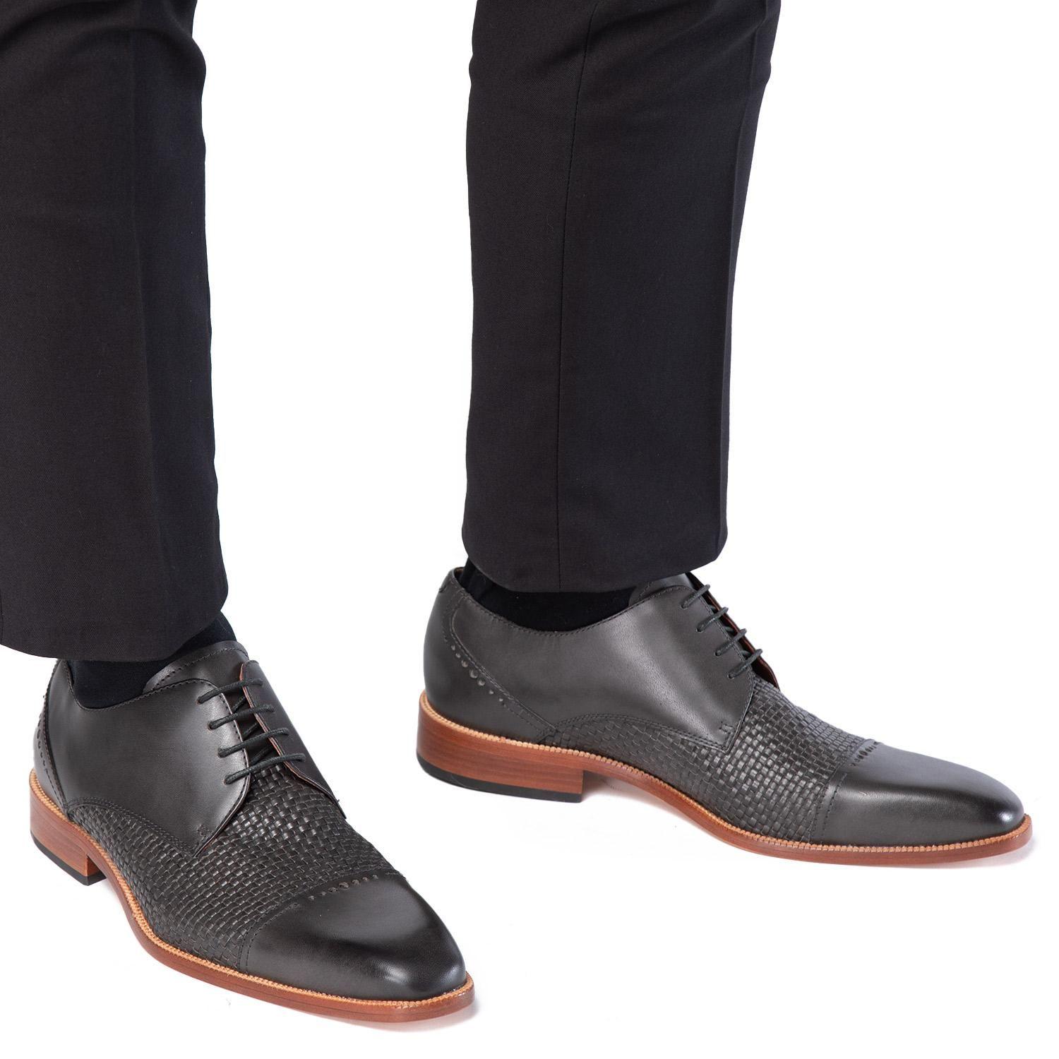Zapato de cuero hombre Guante gris Suela Natural-1