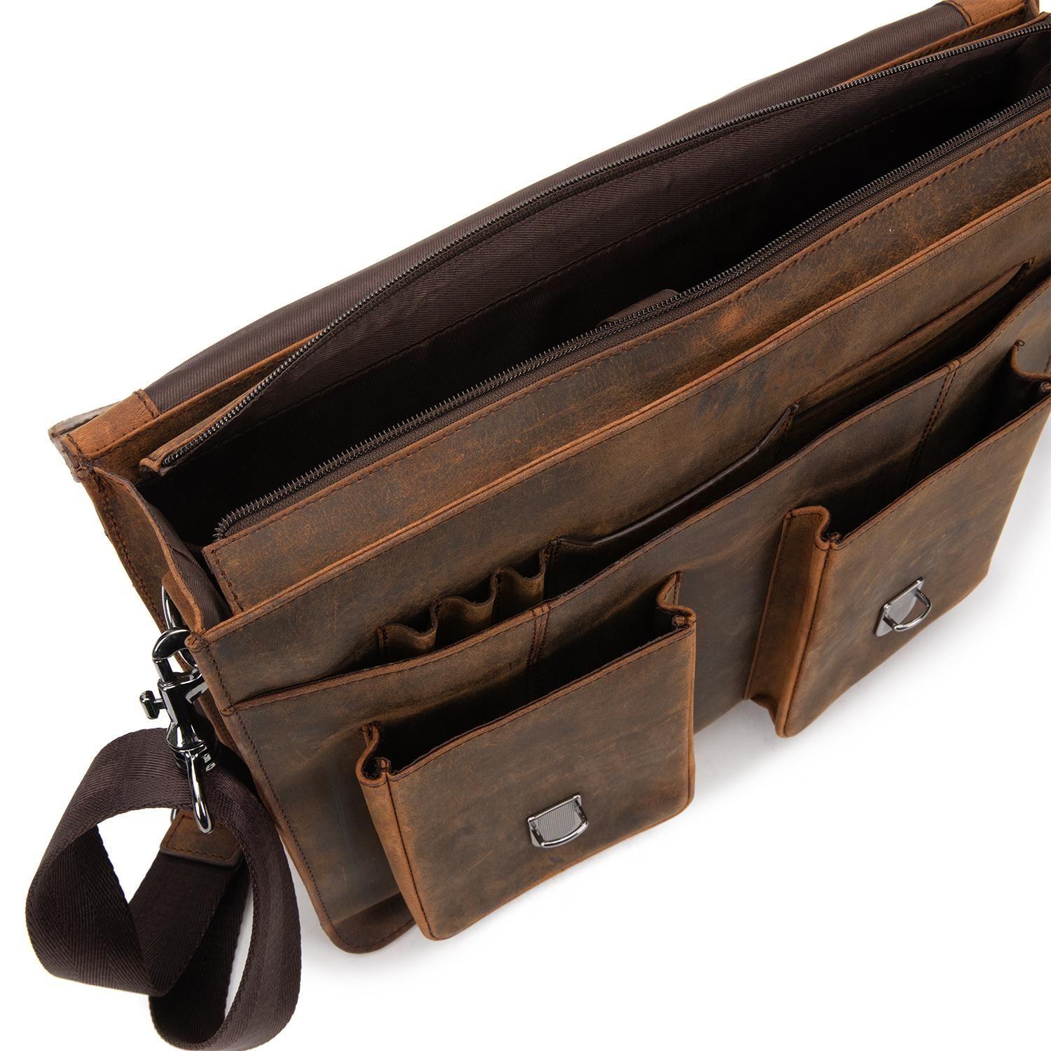 Bolso de cuero hombre Guante tostado Maletin Notebook-3