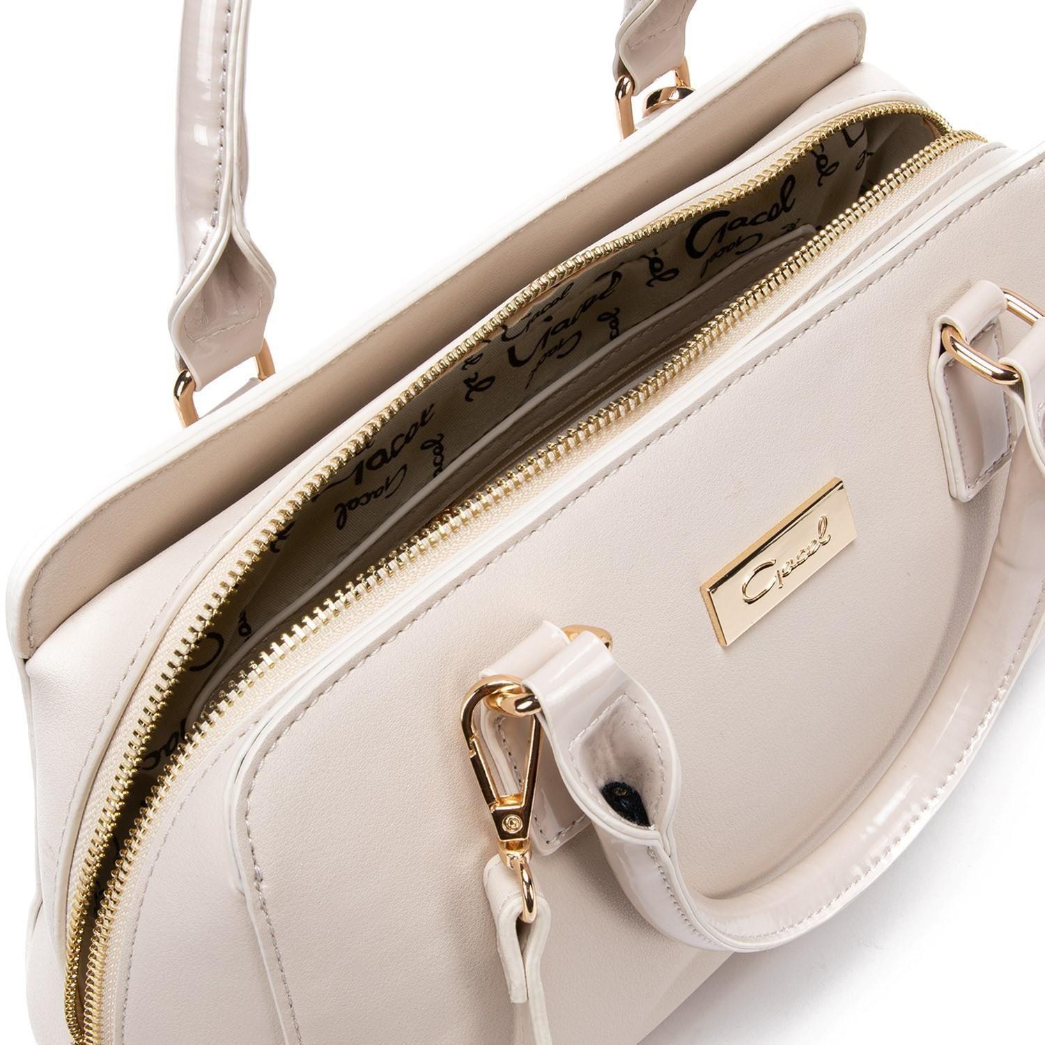 Cartera  Dos Asas Mediana  Gacel  Off White  Car2875-4